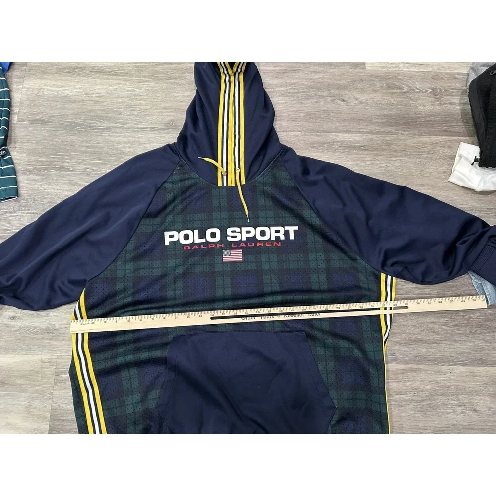 Polo Sport Ralph Lauren Performance Hoodie Graphic Navy Tartan Blackwatch Plaid‎